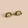 Cartoon style adjustable alloy waist buckle for pants with green enamel leaf design - Green Little Lion Buckle