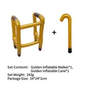 Inflatable walker and cane set in metallic gold finish for party gag gift props - Walker + Cane / Gold