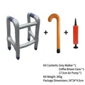 Inflatable walker and cane set with red manual pump for party costume prop use - Walker + Coffee Cane + Pump / Gray