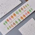 3D floral almond press-on nails with gradient base and rhinestones style WY-100 - Gradient Hand-Painted Flower with Rhinestones (WY-100)