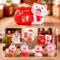 Cute Tang Dynasty style Maneki Neko cat figurine blind box with gold coin and red bag - A136 Wow I'm So Rich! Box 6 / Full Box Set