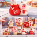 Chubby Fortune Cat blind box set with 7 lucky figurines in red and gold finish - A137 Sudden Wealth Emotion Siamese Cat Box 6 / Full Box Set