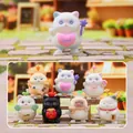 Cat wind-up doll set with flocking texture in garden scene, set of 6 plus 1 hidden style - -7 Lucky Cat Box 6 / Full Box Set