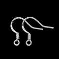 Classic S925 sterling silver earring hooks with coil and loop for DIY jewelry making - 50Pcs/Bag / 15mm / White K/Silver