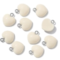 Creamy white resin heart-shaped charms with silver metal rings for DIY jewelry - Heart with Loop / Cream White