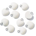 Set of 10 creamy white resin heart charms with silver rings for DIY jewelry making - Heart with Loop / Pure White