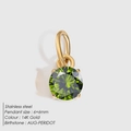 Colgante minimalista de acero oro 14K con piedra peridoto verde redonda de 6mm - Dorado / Circonita Verde Claro