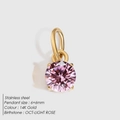 Colgante minimalista de acero oro 14K con cristal rosa de piedra de octubre - Dorado / Circonita Rosa