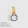 Pendentif en acier inoxydable plaqué or 14K avec cristal de naissance d'avril 6x6mm - Or / Zircone Blanche