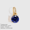 Pendentif en acier inoxydable 14K or 6mm saphir, pierre de septembre - Or / Zircon Bleu Royal