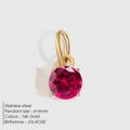 Pendentif cristal rouge rond 6mm en acier inoxydable or 14K pour pierre de juillet - Or / Zircone Rouge Rose