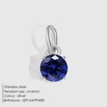 Pendentif en acier inoxydable avec saphir de 6x6mm et serti à quatre griffes de septembre - Argent / Zircon Bleu Royal