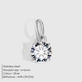 Pendentif en acier inoxydable argenté 6mm avec cristal d'avril et quatre griffes - Argent / Zircone Blanche