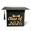 Class of 2026 graduation cap style card box with black tassel for party messages - Class of 2026 / Black