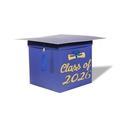 Detail of blue graduation cap card box with Class of 2026 gold lettering and blue tassel - Class of 2026 / Blue