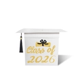 Detailed view of Class of 2026 graduation card box with mortarboard lid and black tassel - Class of 2026 (Black Tassel) / White