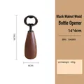 Magnetic black walnut wood bottle opener with cone-shaped handle and metal head - Black Walnut Bottle Opener
