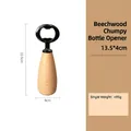 Beech wood magnetic bottle opener with black metal head, dimensions 13.5x4cm - Beech Wood Bottle Opener