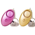 Tragbares Personenalarm-Set mit LED-Licht und Schlüsselanhänger in Gold und Rosa - 2-Farben-Set (Lila+Gold)