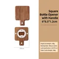 Abrebotellas cuadrado de madera de acacia con mango y marca de dimensión de 6 cm de Ø - Sin Logo - Cuadrado