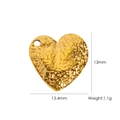 Detail view of 13.4mm heart pendant in hammered gold titanium steel with size markings - Heart (YTP2510006)