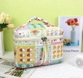Quilted multi-color patchwork cotton cosmetic bag with cute patterns and ribbon zippers - Patchwork Flower Girl