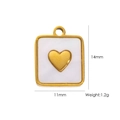 Detailed view of square heart pendant with shell inlay and dimensions 14mm by 11mm - Square White Shell Heart (YTP2406142-12)