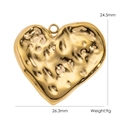 Detail view of gold heart pendant with hammered texture, dimensions 26.3mm x 24.5mm, 9g weight - Heart (YTP2510013)
