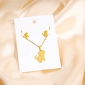 Minimalist gold cat-shaped necklace and stud earring jewelry set in stainless steel - Minimalist Cat Silhouette Style