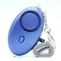 Blue personal safety alarm with metal keychain and grey lanyard in matte finish - Blue