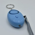 Sky blue personal safety alarm with LED light, silver keychain and wrist lanyard - Sky Blue