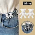 White bear-shaped waist tightener button for jeans with removable no-sew design - White