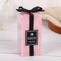Pink pillar ice flower wax candle with a black silk bow and essential oil label - 5*5cm / Pink - Rose Garden