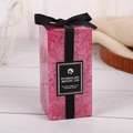 Rectangle rose pink aromatherapy candle with marble texture and black silk ribbon bow - 5*5cm / Rose Red - Strawberry
