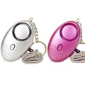 Egg-shaped personal alarm in silver and pink purple metallic finishes with keychains - 2 Colors Set (Silver+Purple)