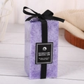 Purple square candle with ice flower texture and elegant black bow ribbon detail - Purple - Lavender