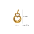 Golden heart-shaped titanium steel pendant with white stone inlay and dimension markings - White Heart (YTP2402001-WT)