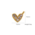 Golden heart pendant with V-shaped design and 5 clear crystals, 9.6mm width charm - Vertical Ring Heart (YTP2505020-WT)
