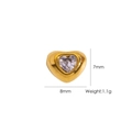 8mm Golden heart pendant with clear crystal inlay and dimensions 8mm by 7mm - White Perforated Heart (YTH2406061-WT)