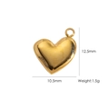 Polished gold heart charm pendant for DIY jewelry, measuring 12.5mm by 10.5mm - Heart Style 13 (YTP2408117-13)