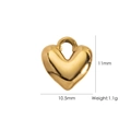 Polished gold heart charm pendant 10.5x11mm for DIY jewelry making stainless steel - Heart (YTP7068)