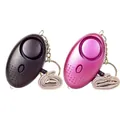 Personal safety alarms in black and rose pink with pull cords and keychains - 2 Colors Set (Black+Purple)