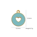 Light blue heart charm in gold-plated stainless steel for DIY jewelry making - Enameled Hollow Heart (YTP2408123-SBU)