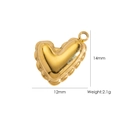 Golden heart-shaped titanium steel pendant with wavy edges measuring 14mm by 12mm - Heart Style 8 (YTP2408117-8)