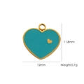 Titanium steel heart pendant in turquoise enamel with gold rim and 12mm dimensions - Enameled Heart (YTP2501010-SBL)