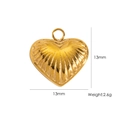 Golden heart-shaped titanium steel pendant with sunburst texture and 13mm dimensions - Heart Style 10 (YTP2408117-10)
