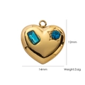 Golden heart pendant with blue crystals and dimension markings for jewelry DIY - Rhinestone Heart LBU (YTP7028)