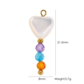 DIY heart pendant with colorful faceted beads and white mother-of-pearl resin heart - Beaded White Shell Heart (YTP2510008)