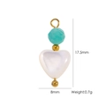 Handmade heart pendant with turquoise bead and iridescent white shell pearl inlay - Beaded White Shell Heart (YTP2510010)