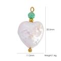 Handmade heart pearl pendant with green faceted bead and gold accents, 20.5mm size - Beaded Baroque Heart (YTP2510011)